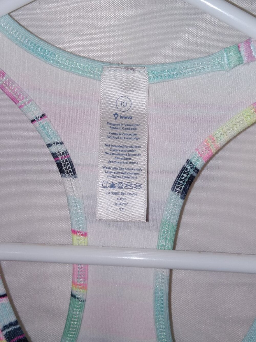 ivivva by Lululemon Tank Top Girls 10 Multicolor Stripe Racerback Athletic Yoga - Picture 4 of 10